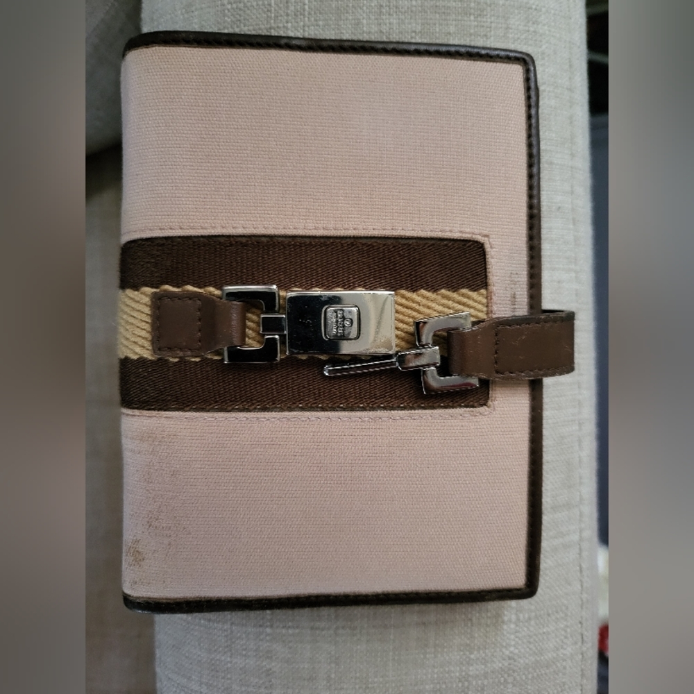 Authentic GUCCI Pink and brown Bifold Agenda Diary Case Folder Wallet Purse